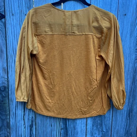 ANTHROPOLOGIE DOLAN Alvia mustard yellow peasant Embroidered top Women’s XS - Picture 11 of 12